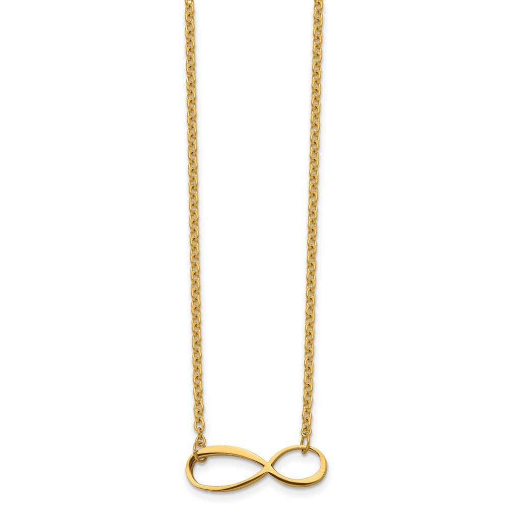 Stainless Steel Chisel Polished Yellow Ip-Plated Infinity Symbol On A 20 Inch Cable Chain Necklace