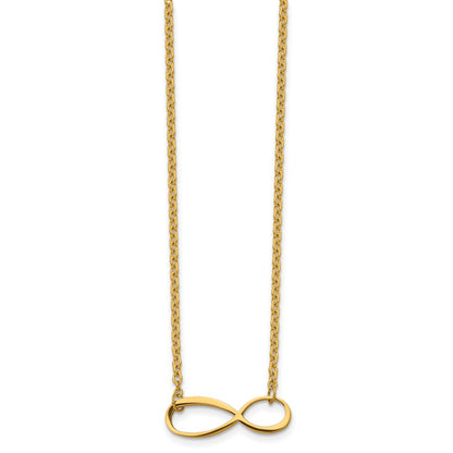 Stainless Steel Chisel Polished Yellow Ip-Plated Infinity Symbol On A 20 Inch Cable Chain Necklace