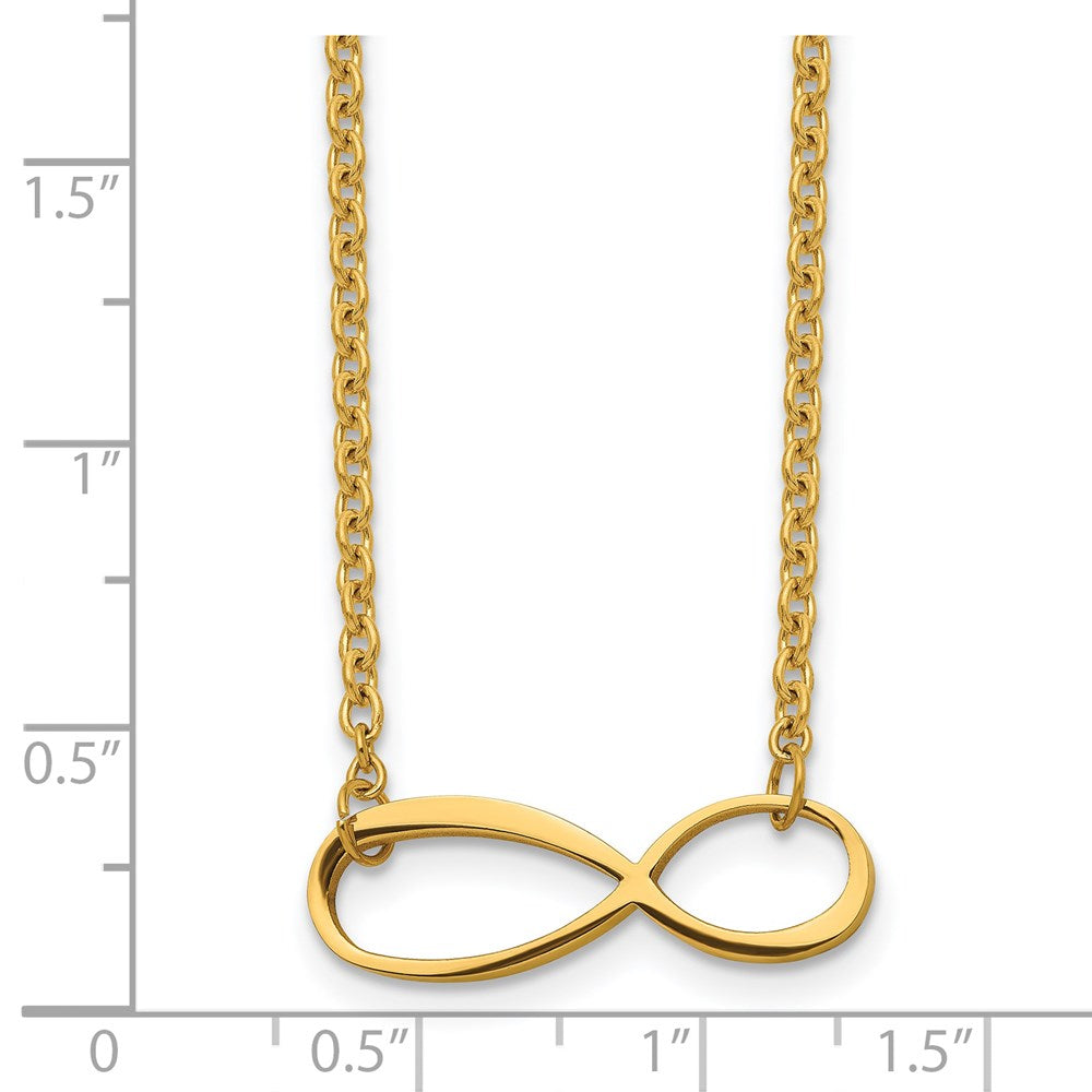 Stainless Steel Chisel Polished Yellow Ip-Plated Infinity Symbol On A 20 Inch Cable Chain Necklace