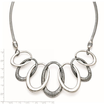 Stainless Steel Oval Antiqued With 3.5In Ext. Necklace