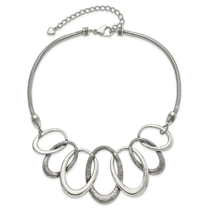 Stainless Steel Oval Antiqued With 3.5In Ext. Necklace