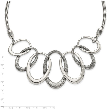 Stainless Steel Oval Antiqued With 3.5In Ext. Necklace