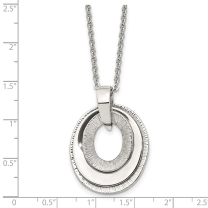 Stainless Steel Polished & Textured Three Piece Moveable Ovals Necklace