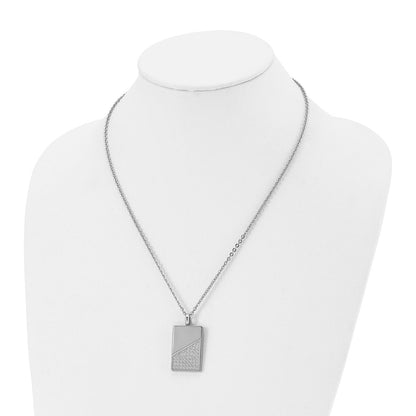 Stainless Steel Polished With Cz 20In Dog Tag Necklace