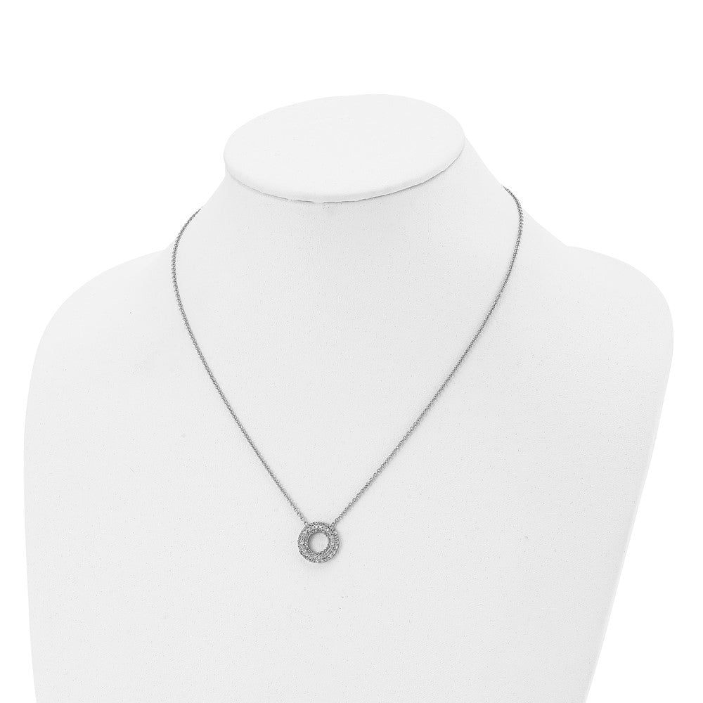 Stainless Steel Polished Cz Circle 18.25In Necklace