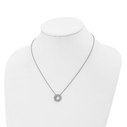 Stainless Steel Polished Cz Circle 18.25In Necklace