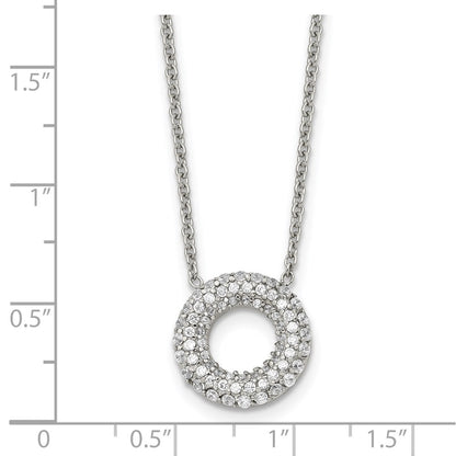 Stainless Steel Polished Cz Circle 18.25In Necklace