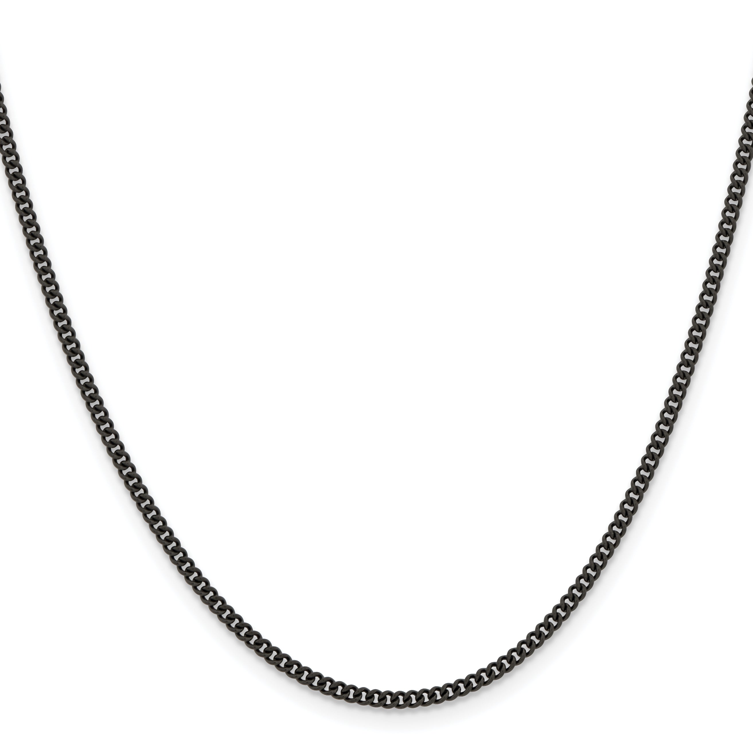 Stainless Steel Chisel Polished Black Ip-Plated 2.25mm 22 Inch Round Curb Chain Necklace
