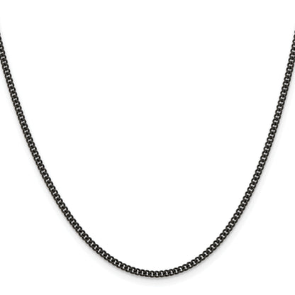 Stainless Steel Chisel Polished Black Ip-Plated 2.25mm 18 Inch Round Curb Chain Necklace