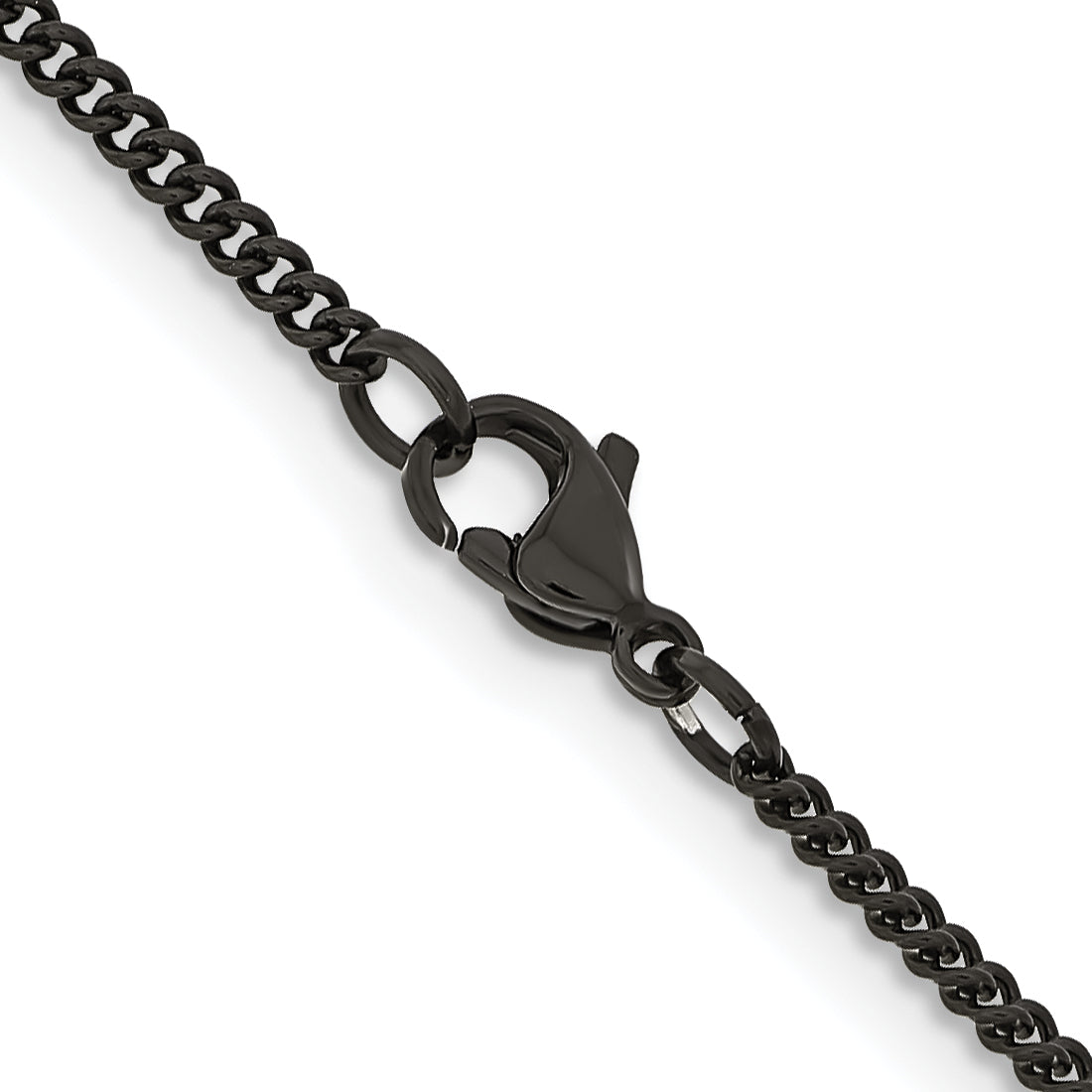 Stainless Steel Chisel Polished Black Ip-Plated 2.25mm 22 Inch Round Curb Chain Necklace