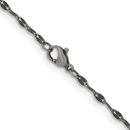 Stainless Steel Chisel Oxidized 2.5mm 16 Inch Fancy Chain Necklace