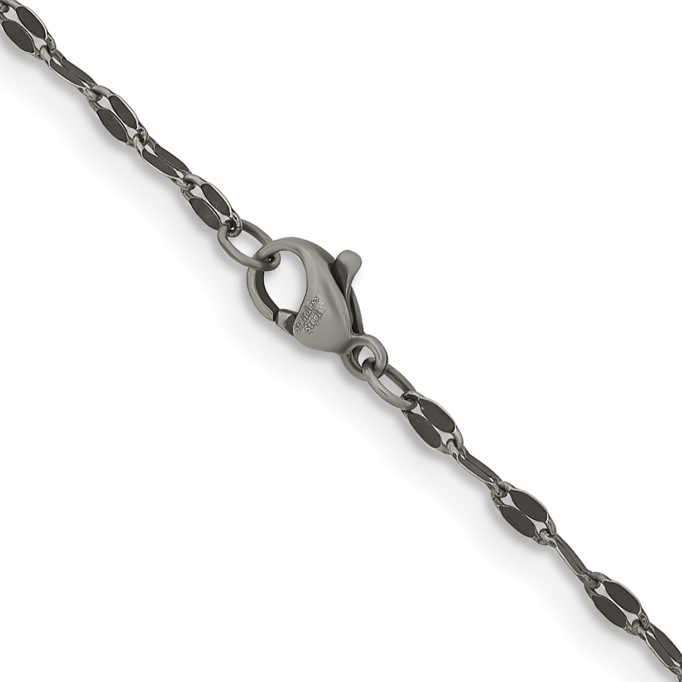 Stainless Steel Chisel Oxidized 2.5mm 20 Inch Fancy Chain Necklace