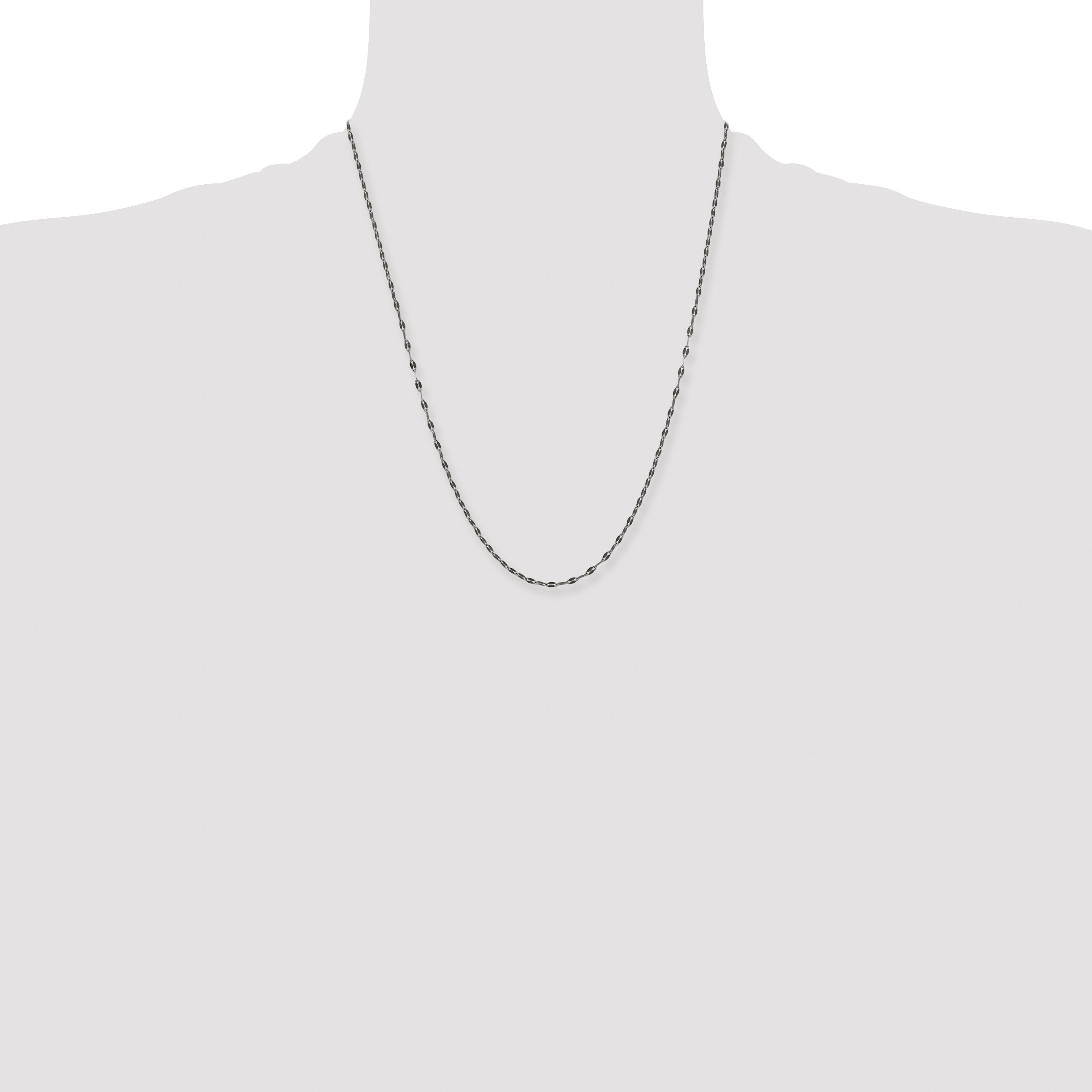 Stainless Steel Chisel Oxidized 2.5mm 22 Inch Fancy Chain Necklace