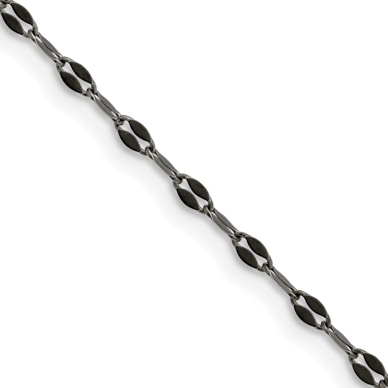 Stainless Steel Chisel Oxidized 2.5mm 18 Inch Fancy Chain Necklace