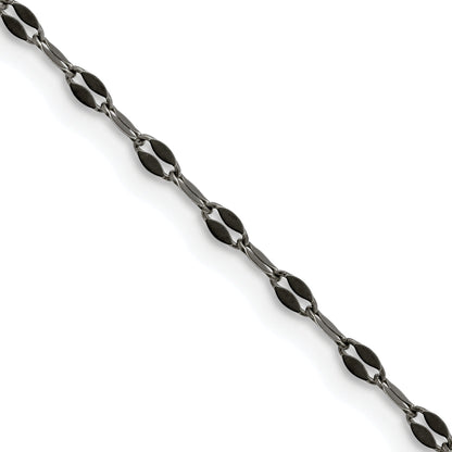 Stainless Steel Chisel Oxidized 2.5mm 22 Inch Fancy Chain Necklace