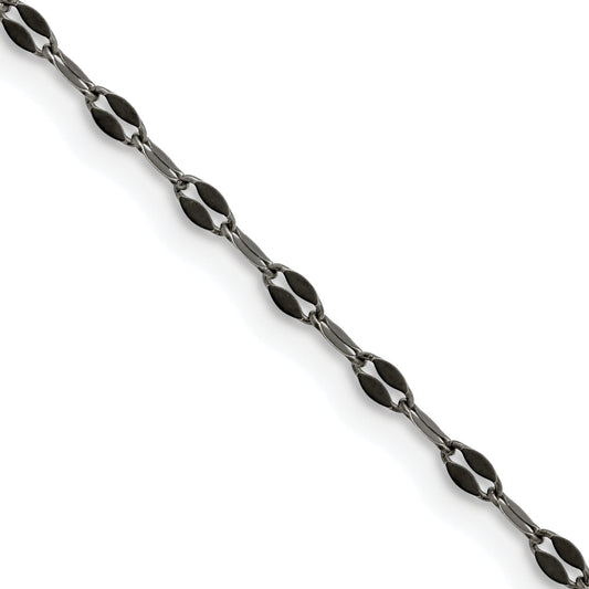 Stainless Steel Chisel Oxidized 2.5mm 22 Inch Fancy Chain Necklace