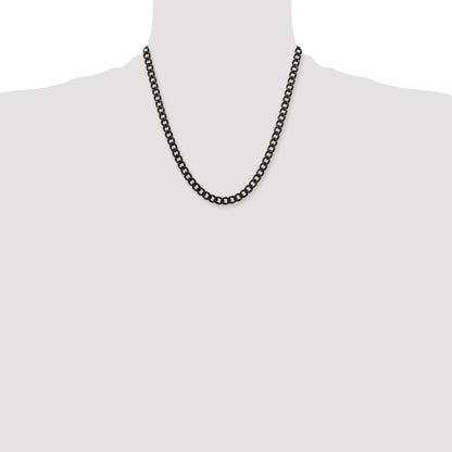 Stainless Steel Chisel Antiqued 6.7mm 20 Inch Curb Chain Necklace