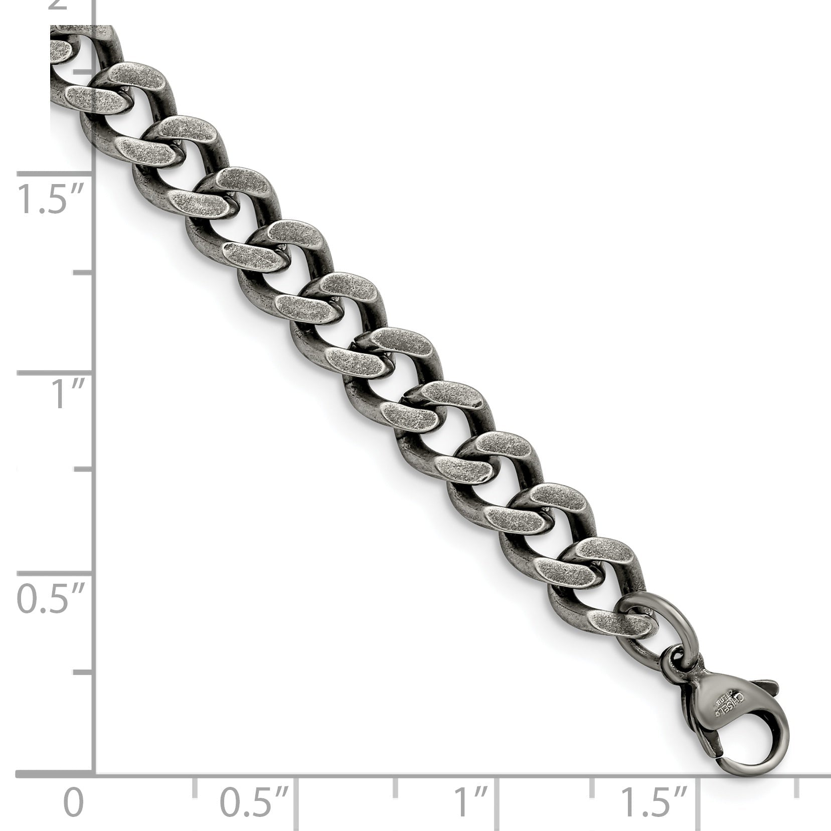 Stainless Steel Chisel Oxidized 7.5mm 8 Inch Curb Chain Bracelet