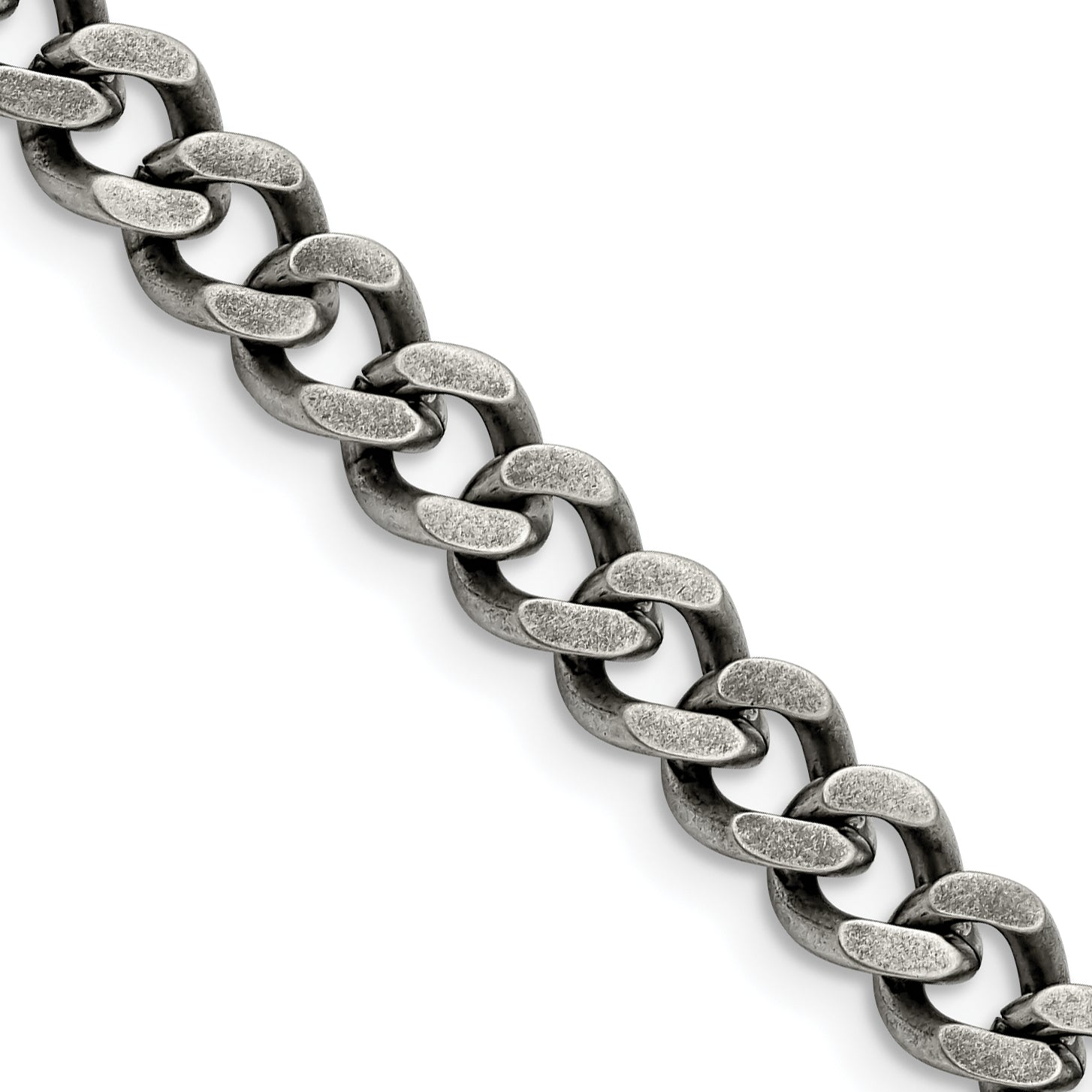 Stainless Steel Chisel Oxidized 7.5mm 22 Inch Curb Chain Necklace
