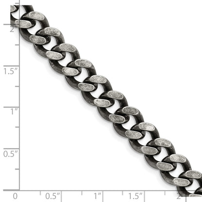Stainless Steel Chisel Oxidized 9.25mm 22 Inch Curb Chain Necklace
