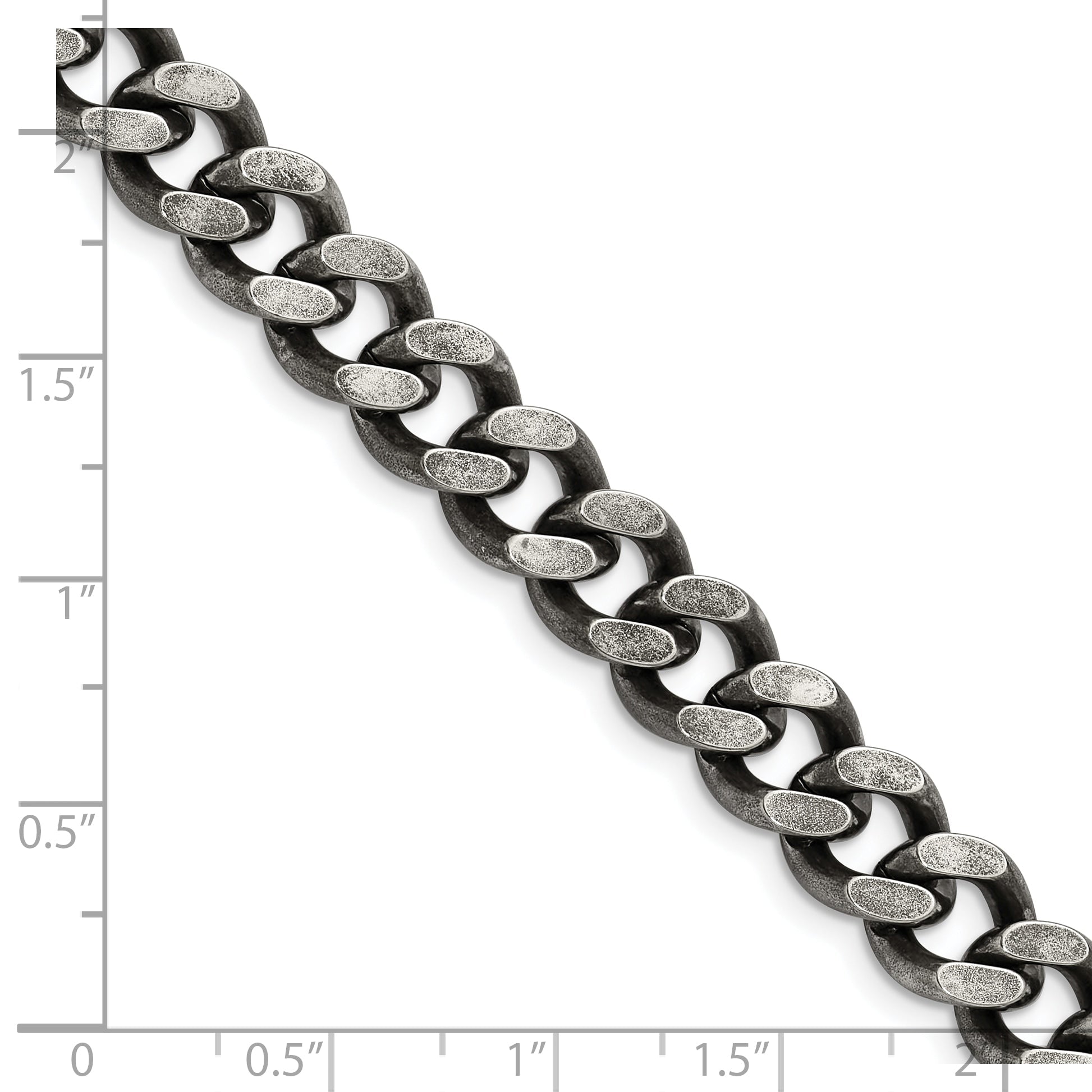 Stainless Steel Chisel Oxidized 9.25mm 22 Inch Curb Chain Necklace
