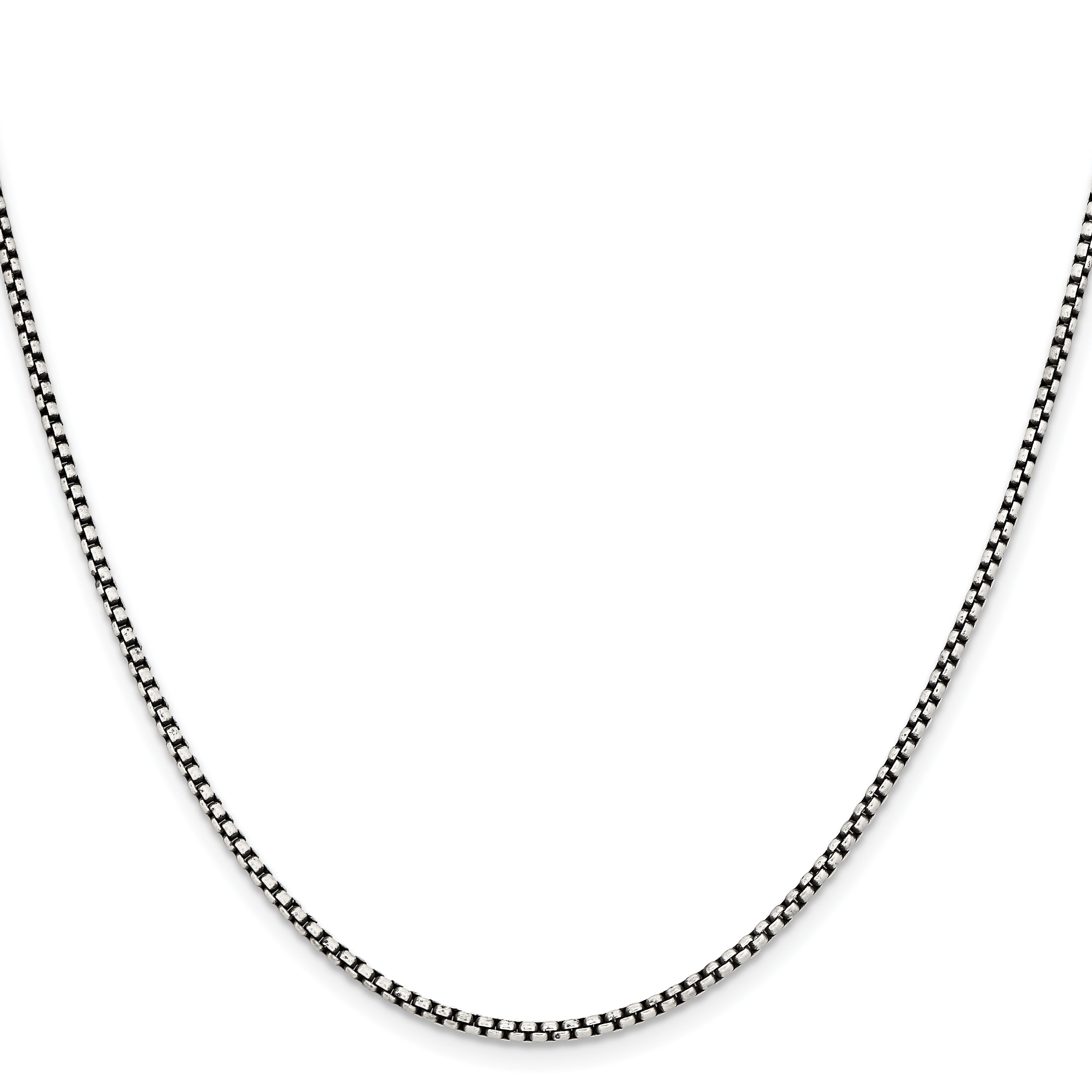 Stainless Steel Chisel Antiqued 2.25mm 20 Inch Box Chain Necklace