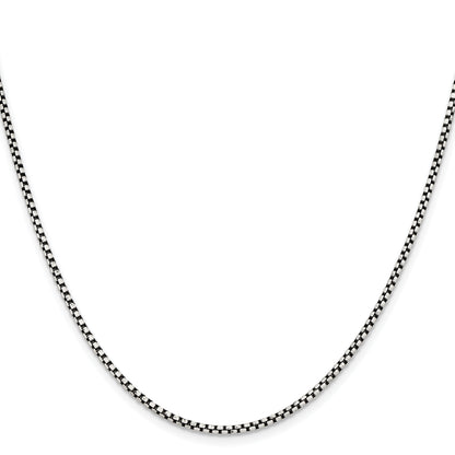 Stainless Steel Chisel Antiqued 2.25mm 20 Inch Box Chain Necklace