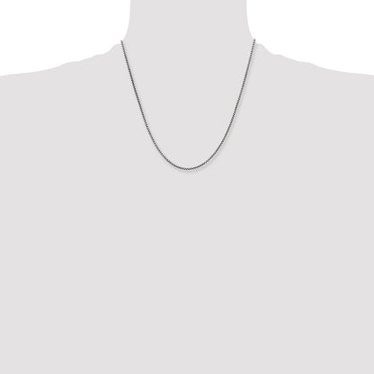 Stainless Steel Chisel Antiqued 2.25mm 20 Inch Box Chain Necklace