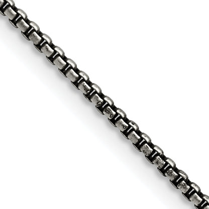 Stainless Steel Chisel Antiqued 2.25mm 18 Inch Box Chain Necklace
