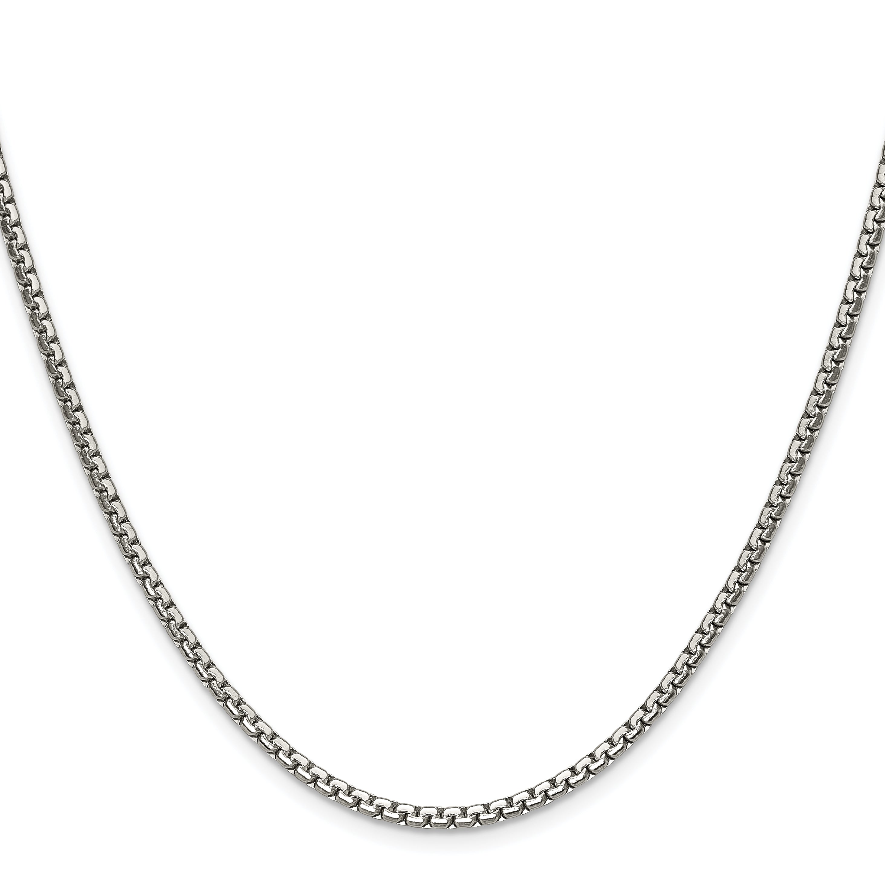 Stainless Steel Chisel Polished 2.5mm 24 Inch Fancy Box Chain Necklace