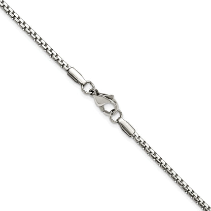 Stainless Steel Chisel Polished 2.5mm 24 Inch Fancy Box Chain Necklace