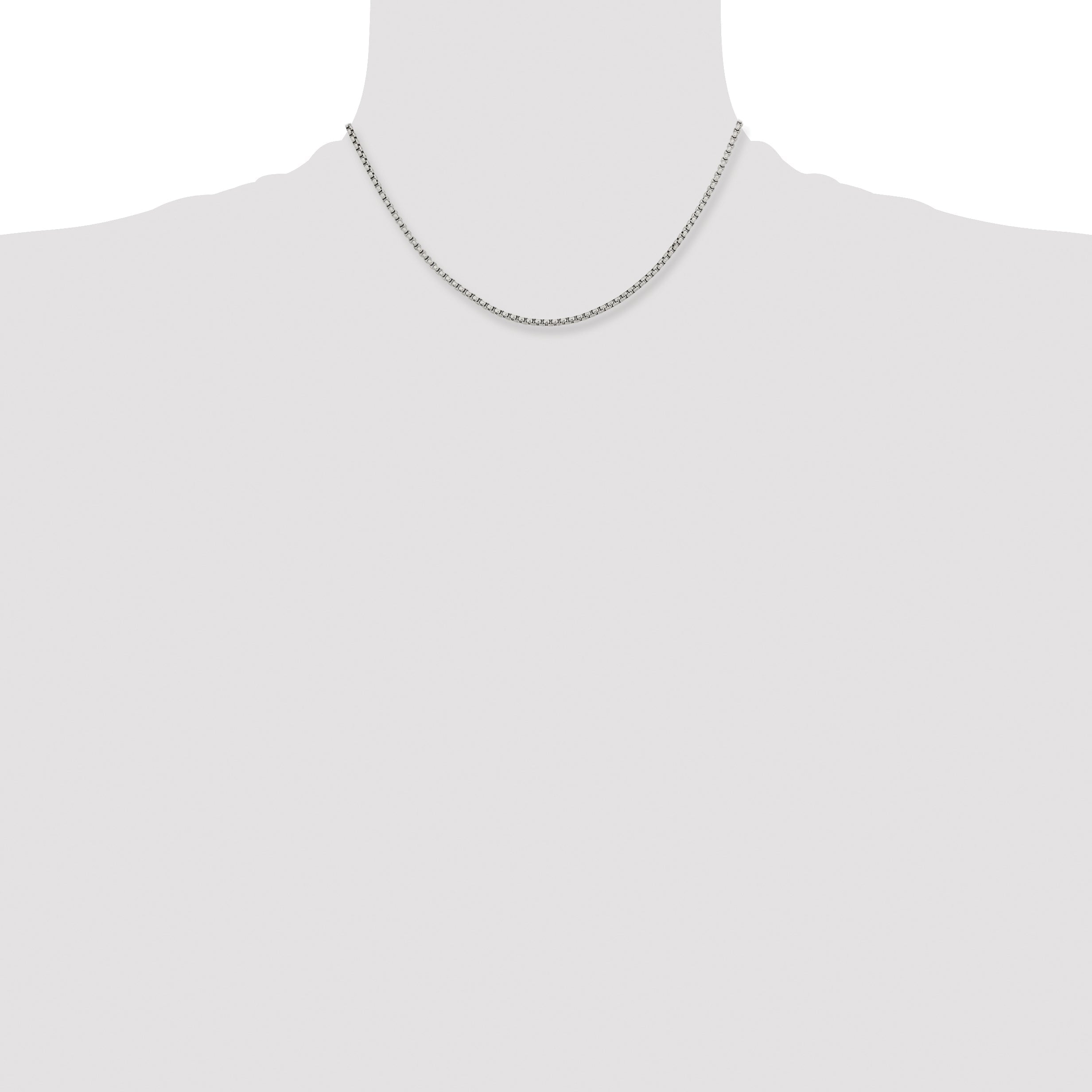 Stainless Steel Chisel Polished 2.5mm 16 Inch Fancy Box Chain Necklace