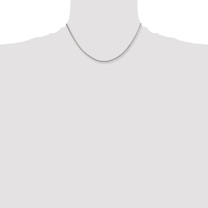 Stainless Steel Chisel Polished 2.5mm 16 Inch Fancy Box Chain Necklace