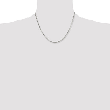 Stainless Steel Chisel Polished 2.5mm 18 Inch Fancy Box Chain Necklace