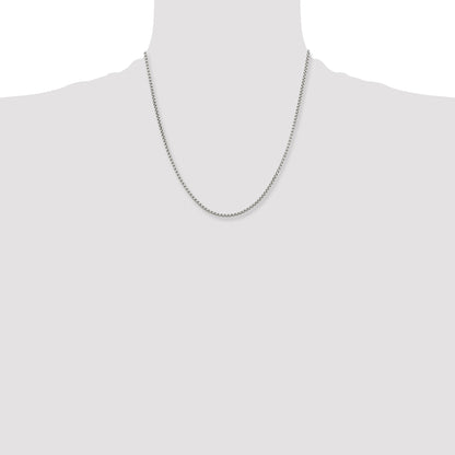 Stainless Steel Chisel Polished 2.5mm 20 Inch Fancy Box Chain Necklace