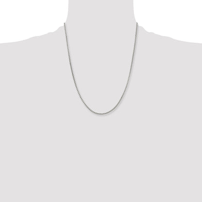 Stainless Steel Chisel Polished 2.5mm 22 Inch Fancy Box Chain Necklace