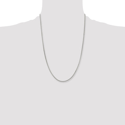 Stainless Steel Chisel Polished 2.5mm 24 Inch Fancy Box Chain Necklace