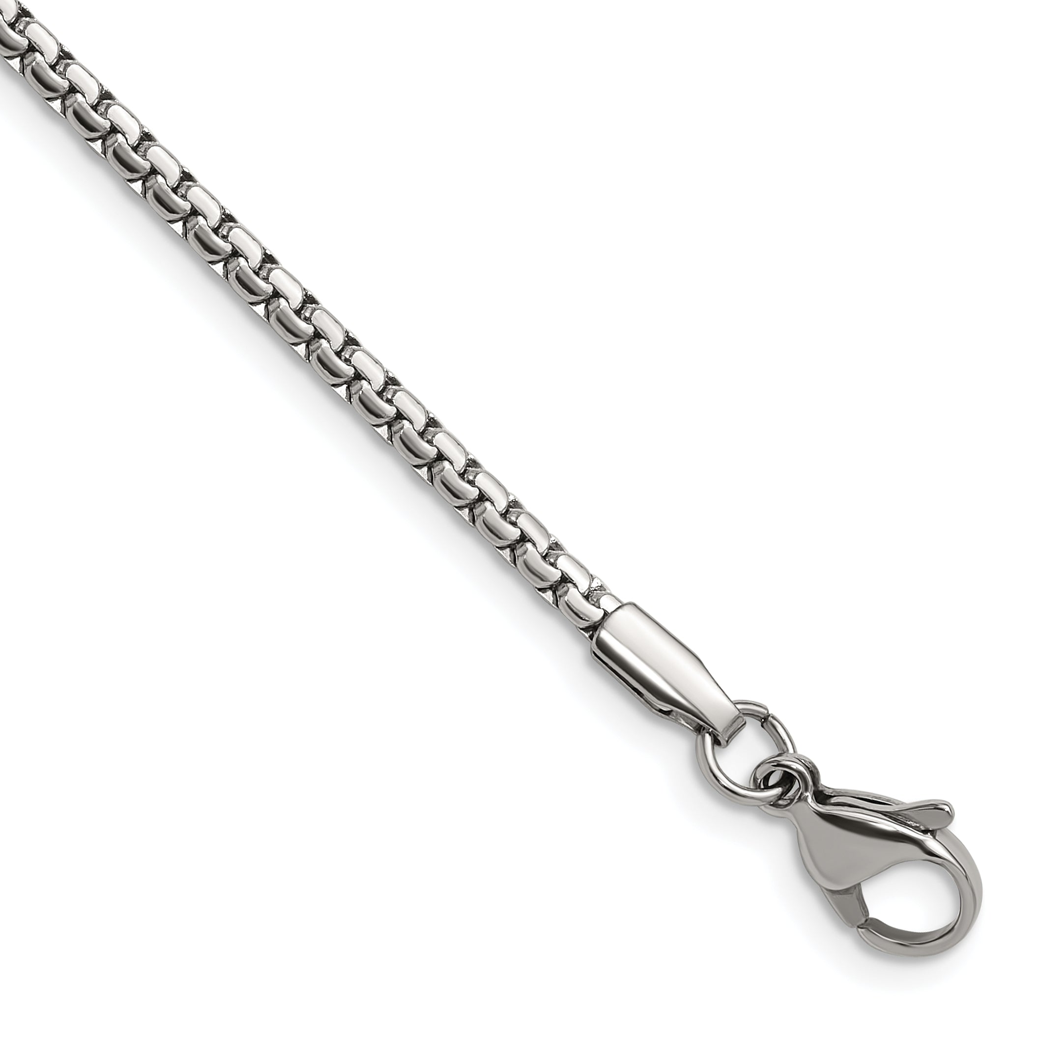 Stainless Steel Chisel Polished 2.5mm 20 Inch Fancy Box Chain Necklace