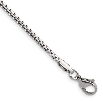 Stainless Steel Chisel Polished 2.5mm 20 Inch Fancy Box Chain Necklace