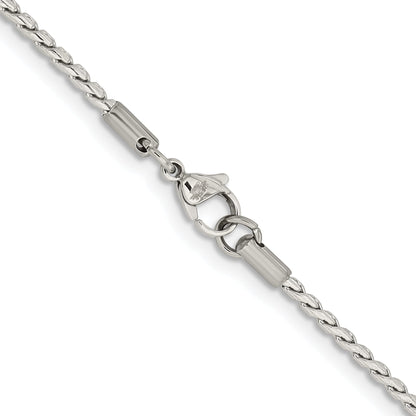 Stainless Steel Chisel Polished 2.5mm 24 Inch Fancy Link Chain
