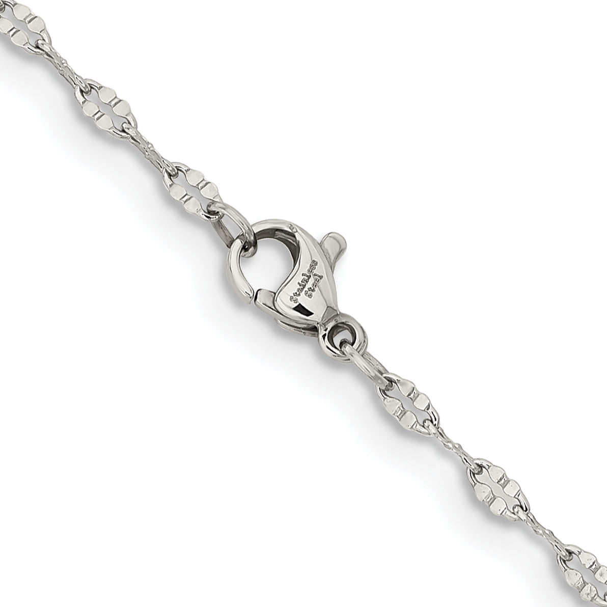 Stainless Steel Chisel Polished 16 Inch Fancy Link Chain Necklace