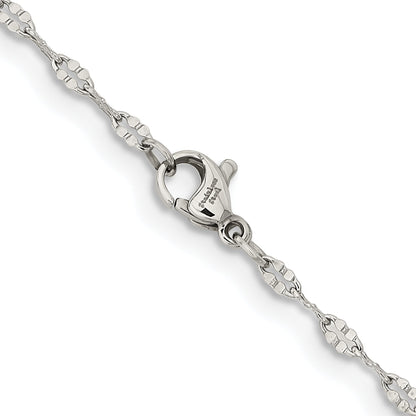 Stainless Steel Chisel Polished 16 Inch Fancy Link Chain Necklace