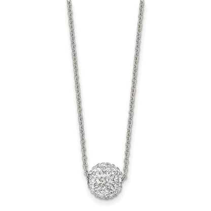 Stainless Steel Polished White Enamel W/Crystals 16In W/2In Ext Necklace