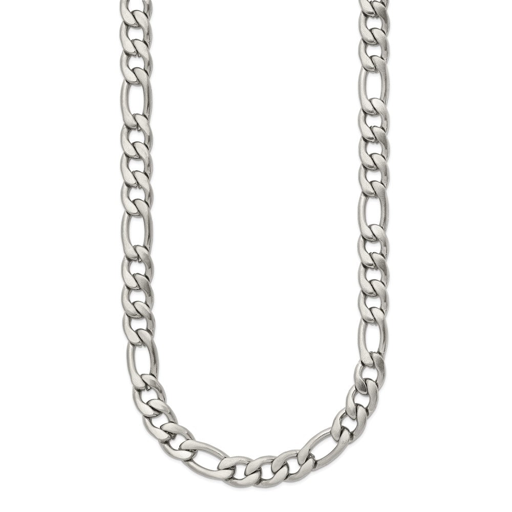 Stainless Steel Chisel Satin 7mm 18 Inch Figaro Chain Necklace