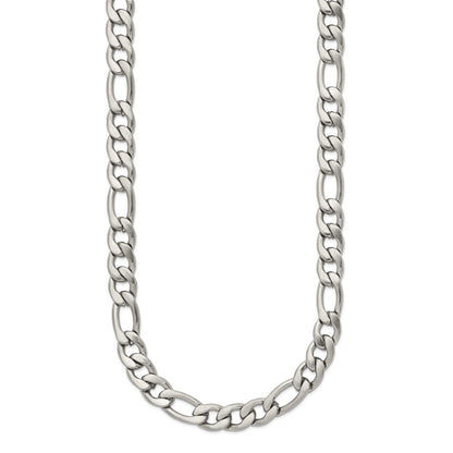 Stainless Steel Chisel Satin 7mm 18 Inch Figaro Chain Necklace