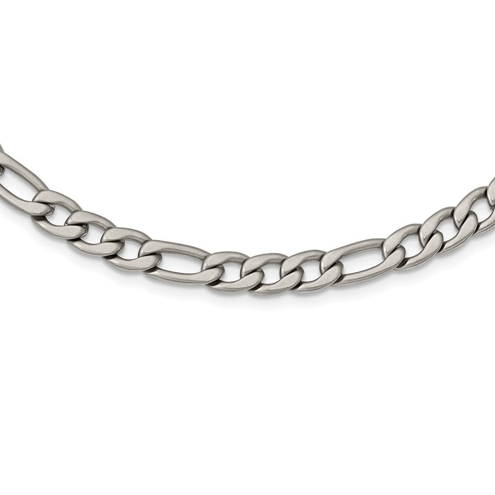 Stainless Steel Chisel Satin 7mm 18 Inch Figaro Chain Necklace