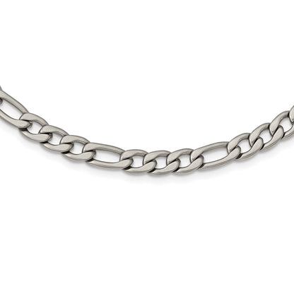 Stainless Steel Chisel Satin 7mm 18 Inch Figaro Chain Necklace