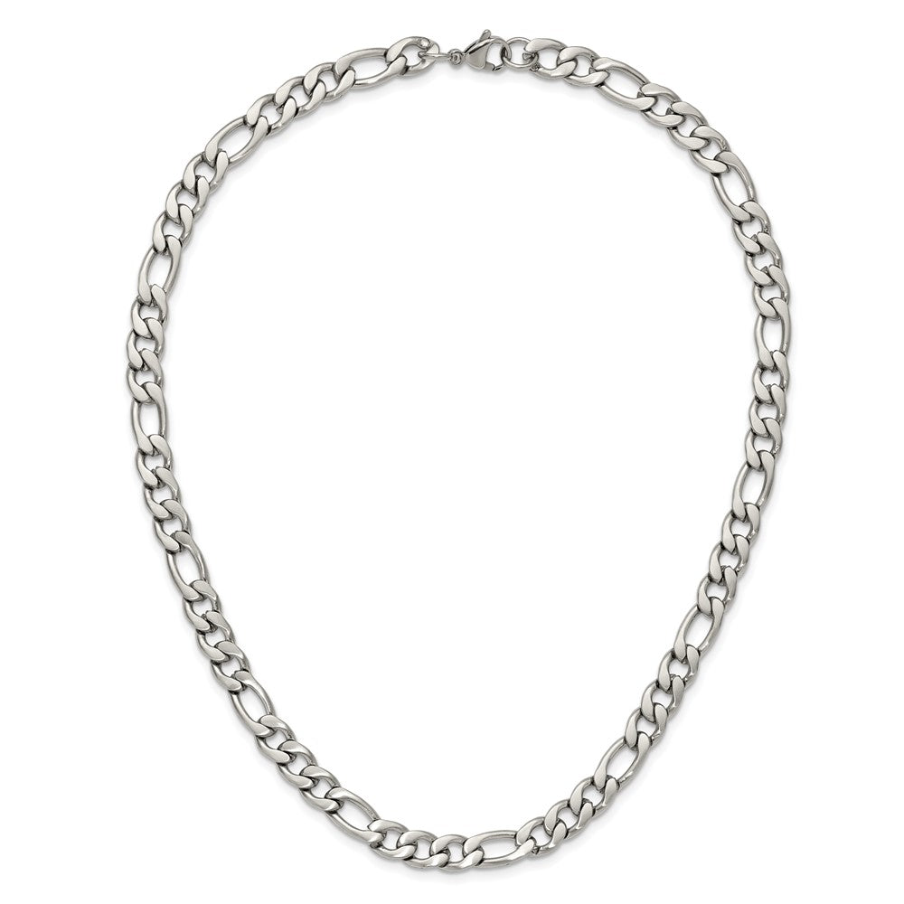 Stainless Steel Chisel Satin 7mm 18 Inch Figaro Chain Necklace