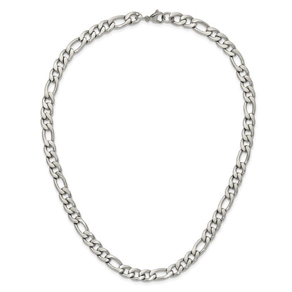 Stainless Steel Chisel Satin 7mm 18 Inch Figaro Chain Necklace