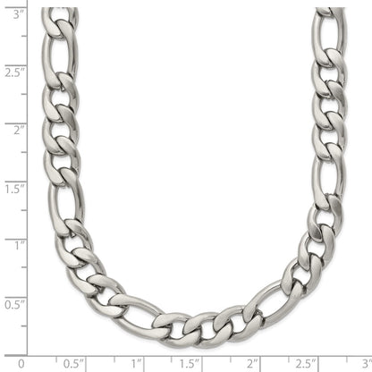 Stainless Steel Chisel Satin 7mm 18 Inch Figaro Chain Necklace